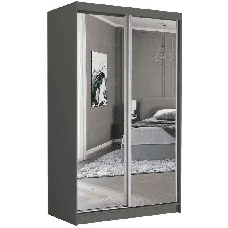 Szafa przesuwna Vega II 120 cm antracyt z 2 lustrami 2-drzwi