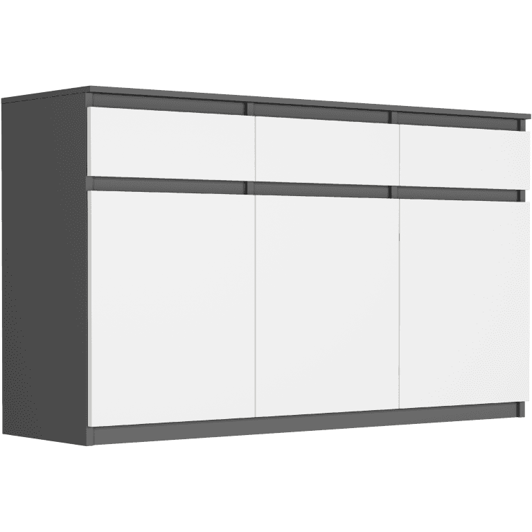 Komoda 3 drzwiowa z 3 szufladami mix antracyt 120 x 98 x 40 cm Modern S3