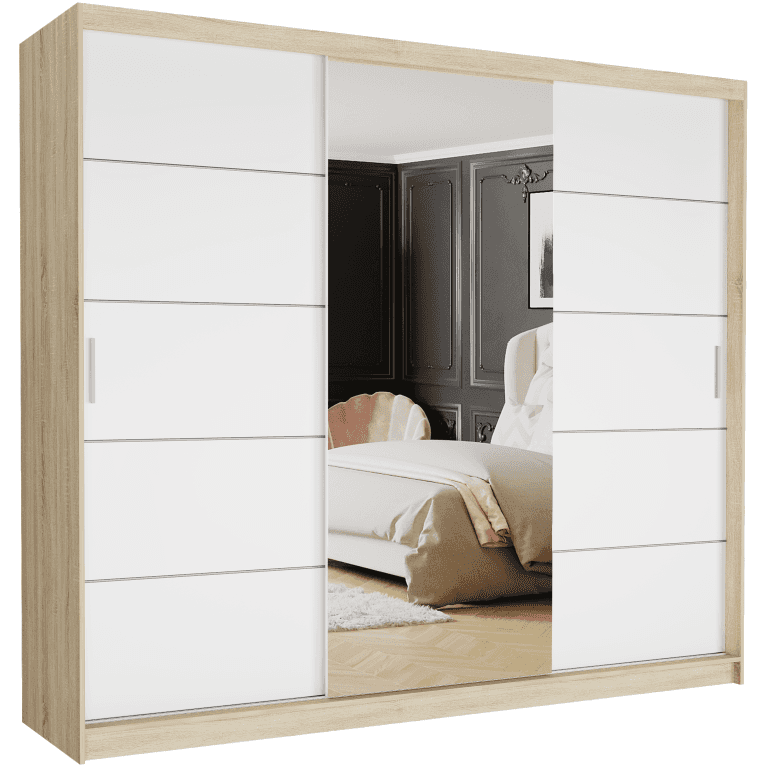 Szafa przesuwna trzydrzwiowa z lustrem 250 x 218 x 60 cm - NORVIO I