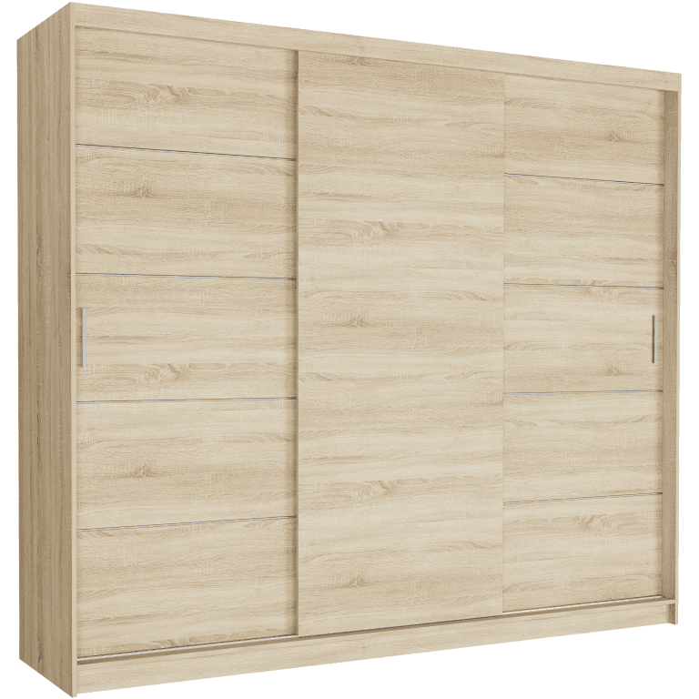 Szafa przesuwna Norvio III 250 cm sonoma 3-drzwi sonoma srebrne szprosy