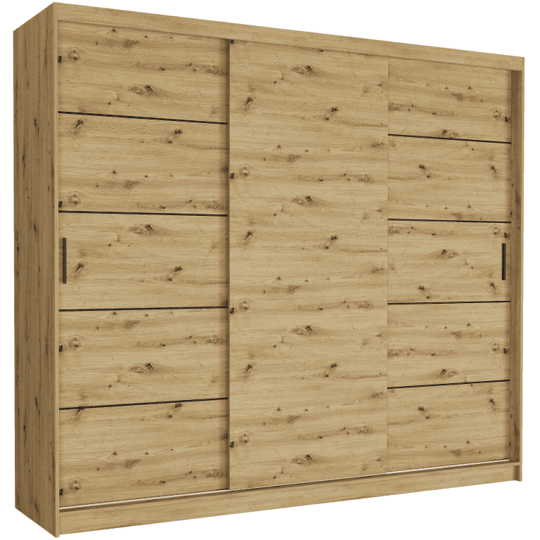 Szafa przesuwna Norvio IV 250 cm artisan 3-drzwi artisan czarne szprosy