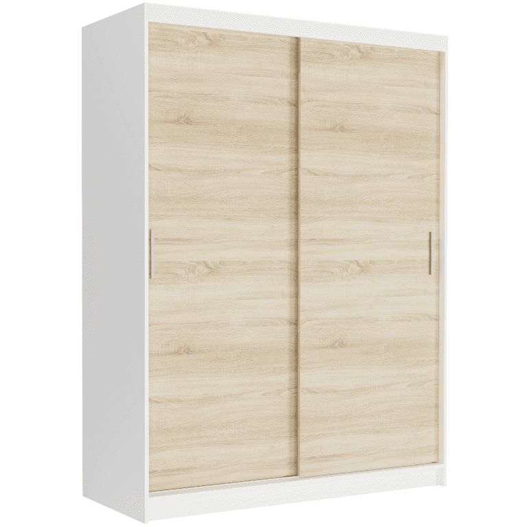 Szafa przesuwna Rivano III 150 cm biała 2-drzwi sonoma