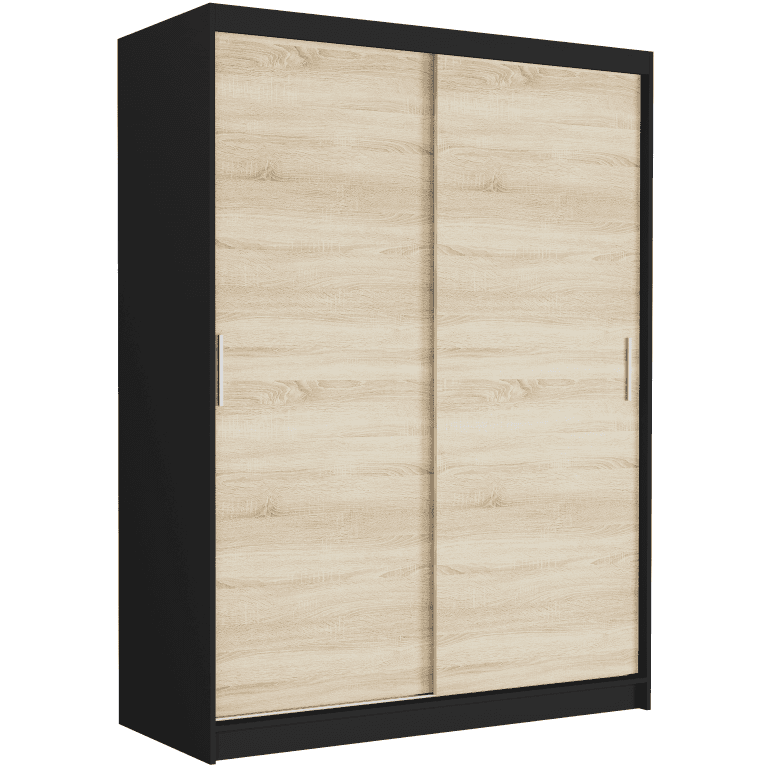 Szafa przesuwna Rivano III 150 cm czarna 2-drzwi sonoma