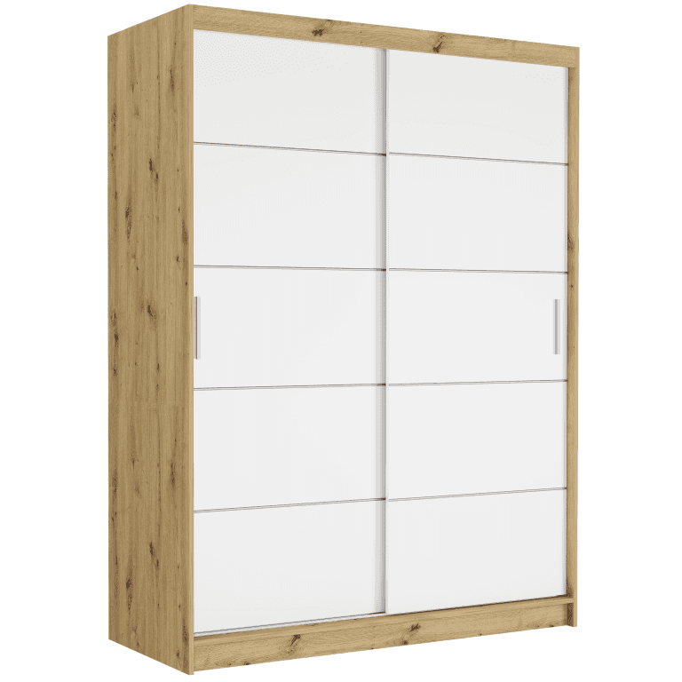 Szafa przesuwna Rivano IV 150 cm artisan 2-drzwi białe srebrne szprosy