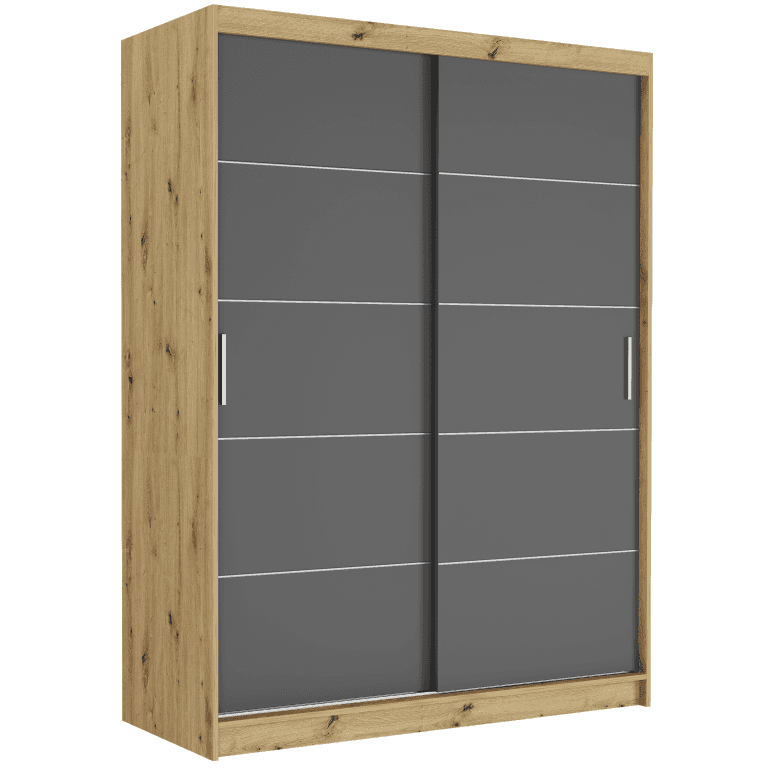 Szafa przesuwna Rivano IV 150 cm artisan 2-drzwi antracyt srebrne szprosy