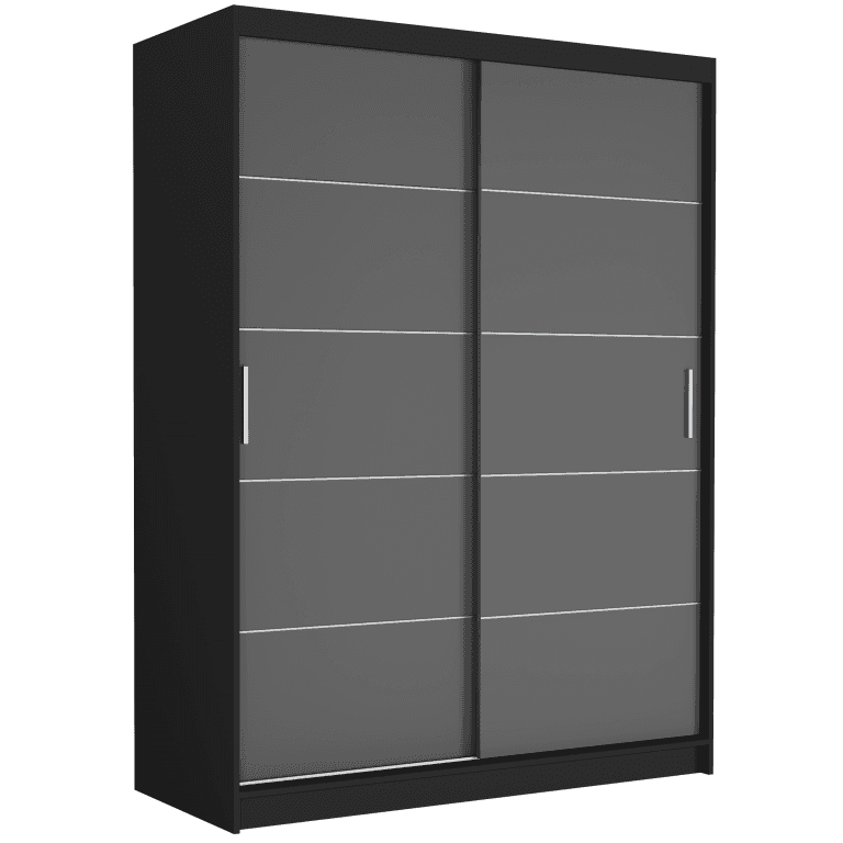 Szafa przesuwna Rivano IV 150 cm czarna 2-drzwi antracyt srebrne szprosy
