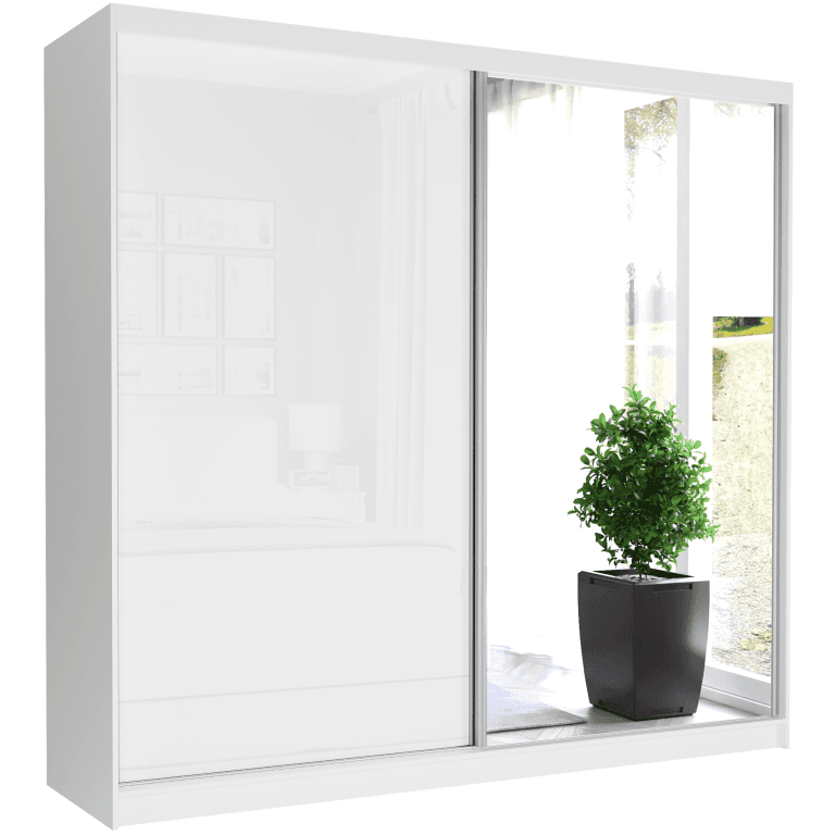 Szafa przesuwna Selvio V 233 cm biała z lustrem 2-drzwi biały półpołysk