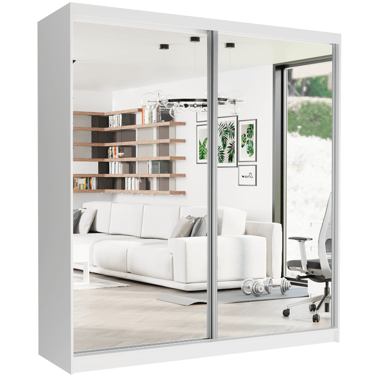 Szafa przesuwna Tivaro II 203 cm biała z 2 lustrami 2-drzwi białe