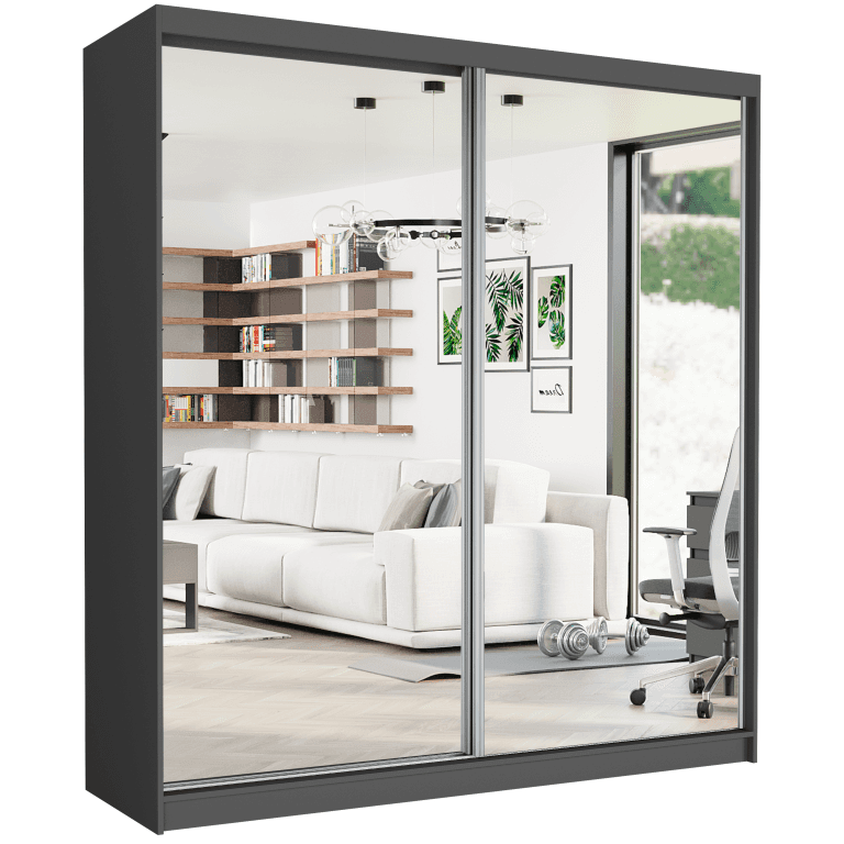 Szafa przesuwna Tivaro II 203 cm antracyt z 2 lustrami 2-drzwi