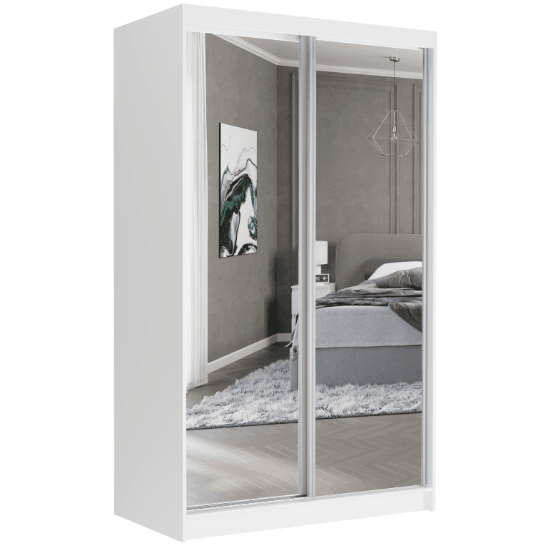 Szafa przesuwna Vega II 120 cm biała z 2 lustrami 2-drzwi
