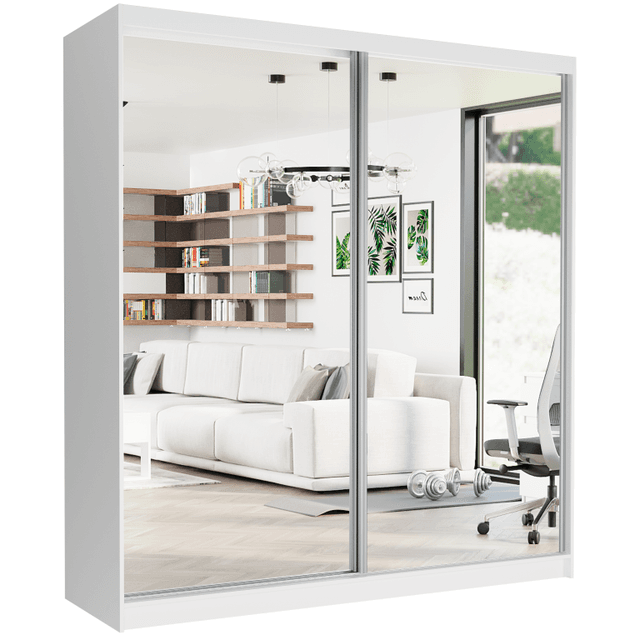 Szafa przesuwna Tivaro II 203 cm biała z 2 lustrami 2-drzwi białe