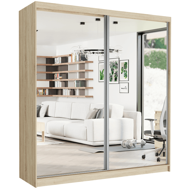 Szafa przesuwna Tivaro II 203 cm sonoma z 2 lustrami 2-drzwi