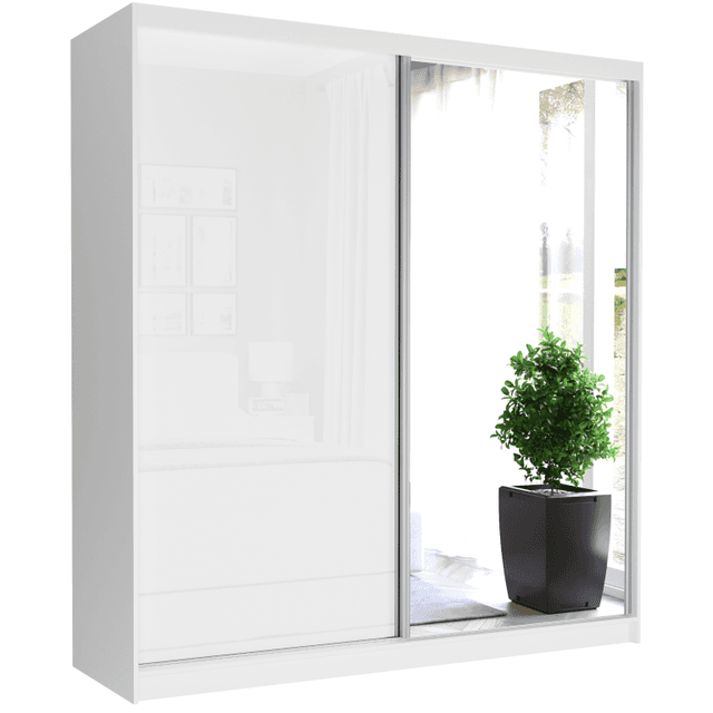 Szafa przesuwna Tivaro V 203 cm biała z lustrem 2-drzwi biały półpołysk