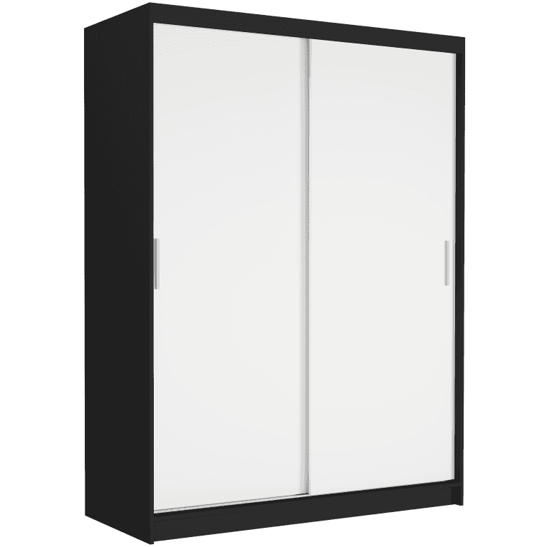 Szafa przesuwna Rivano III 150 cm czarna 2-drzwi białe